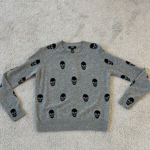 Brand new with tags Aqua Gray Skull Pattern Crewneck Sweater
